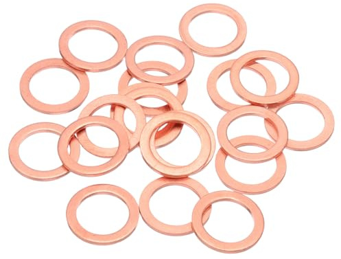 QUARKZMAN 20 pièces rondelles plates cuivre M14, 14x20x1,5mm, joint plat métrique amélioré cuivre, rondelles d'étanchéité écrasables pour raccords hydrauliques, boulons/écrous