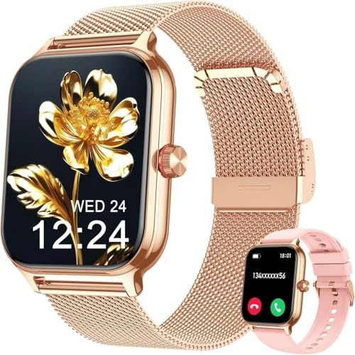 LODIMEKE Reloj Inteligente Mujer Hombre Llamada Presión Arterial Frecuencia Cardíaca Sueño, 1.96'' AI Smartwatch Deportivo 100+ Deportes, IP67 Podómetro Alarma Calculadora Clima iOS Android