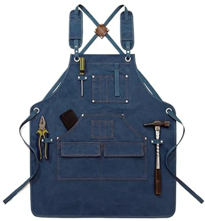 Genérico El delantal for herramientas de lona resistente con bolsillo funcional es ajustable, Compatible delantales trabajo electricista jardín y carpintería(Blue)