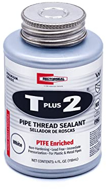 RectorSeal T Plus 2 23631 Pipe Thread Sealant, Non-Hardening, PTFE Enriched, Plumbing, 1/4 Pint