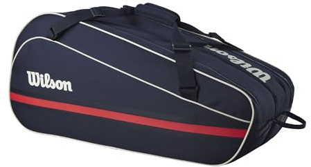 Wilson Team 6 Pack, with a Spacious Accessory Pocket and Adjustable Strap, Provides Complete Racket Protection, Colour: Navy
