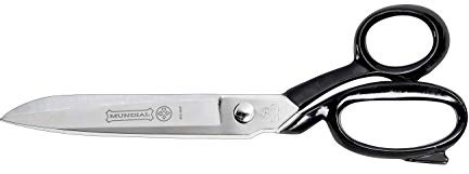 Mundial 490-9NP Bent Trimmers – 9 Professional Hot-Drop Forged Nickel-Plated Hair & Fabric Trimming Shears with Black-Enameled Handle, Ergonomic Bent Design for Precision Cutting