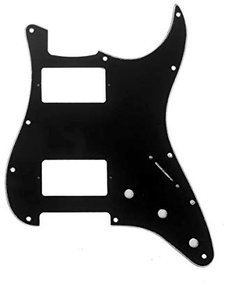 Musiclily Pro 11 Löcher HH Strat Pickguard 2 Humbucker Gitarren Schlagbrett für Fender American/Mexican Standard Stratocaster Modern Style E-Gitarre,3 lagig Schwarz