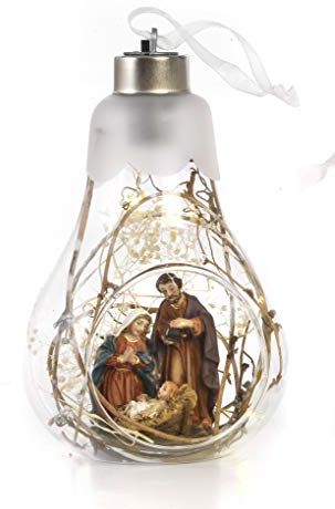 Presepe natività in Resina Dentro Lampadina Vetro Illuminato con Luce a LED by Paben