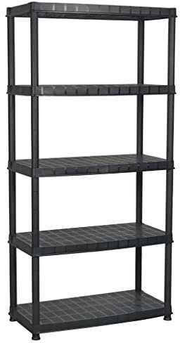 vidaXL Lagerregal 5-Tier Kunststoffregal Haushaltsregal Kellerregal Büroregal Regal Schwerlastregal Steckregal Schwarz 91,5x45,7x185cm Kunststoff