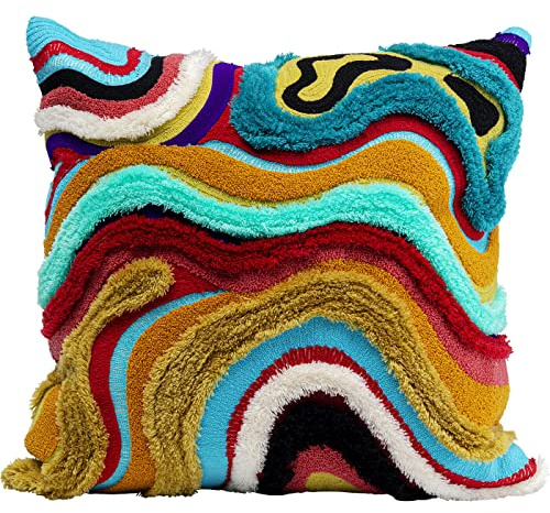 Kare Design Kissen Waves, Mehrfarbig, Deko Kissen, Sofa Kissen, Pop-Art Stil, Abnehmbarer Bezug, mit Reißverschluss, 45x45 cm (L/B)