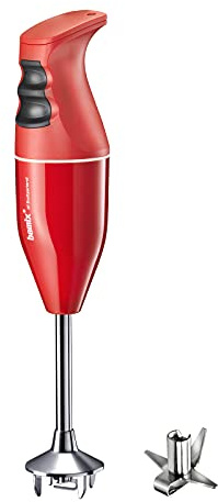 bamix EO140 Classic - Miscelatore a immersione con coltello multifunzione in acciaio inox, 140 W, 2 livelli, made in Svizzera, rosso/bianco
