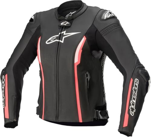 Alpinestars Stella Missile V2-Chaqueta de Piel, Color Negro y Rosa Ropa para Motocicleta, Black Diva Pink, 48 para Mujer