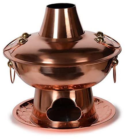 TSTSM Olla Caliente de Cobre Grueso Cobre Puro carbón Vegetal Olla Caliente de Cobre Olla Caliente shabu-shabu Olla Caliente de Cobre completo-30cm