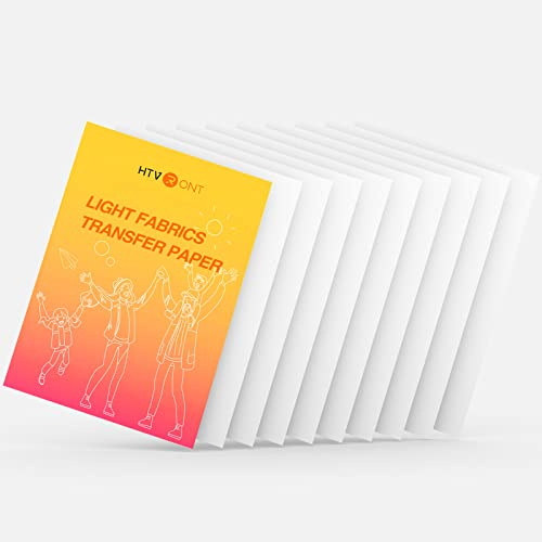 HTVRONT Iron on Transfer Paper for T Shirts - 10 Pack Printable Heat Transfer Vinyl 8.5 X 11 - Wash Durable Heat Transfer Paper for Inkjet Printer