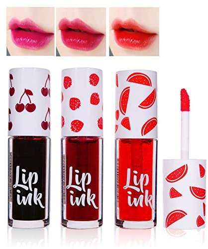 3-teiliger flüssiger Mini-Lippenstift, Lippenfleck-Tönungsset, glänzend, Antihaft-Tasse, fruchtiger Duft, feuchtigkeitsspendende natürliche Pflege, wasserdichter Lippenstift, Make-up-Geschenk