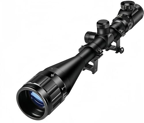 KinZon Lunette de Visée 6-24x50AOEG avec Réticule Lumineux Optique Mil-Dot et réglage de la parallaxe,Augmente la portée de la précision du Fusil de Chasse Tactique, d’Airsoft, Montage sur Rail 20mm