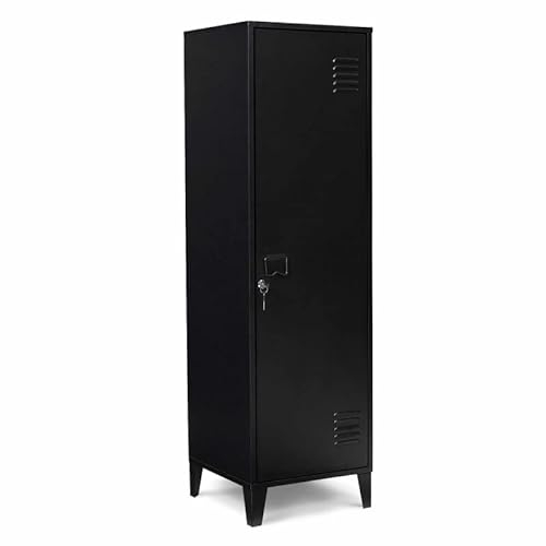 IDMarket – Armario de vestidor Ester puerta de metal negro diseño industrial