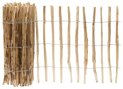 Garmix Clôture de jardin en lattes en bois - 5 m (100 cm, 7-8 cm)