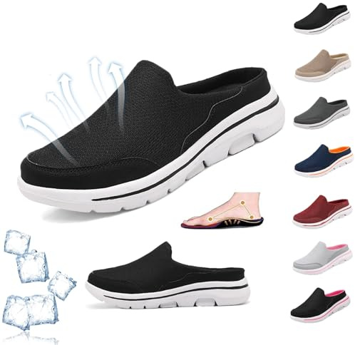 Elsvia Zapatos ortopédicos for Hombres, Sandalias Deportivas cómodas y Transpirables for Hombre, Zapatillas ortopédicas Antideslizantes Informales for Exteriores, Zapatos for Caminar (Color : Negro,
