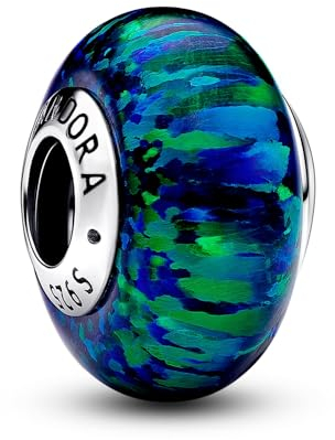PANDORA Moments Schillerndes Grünes Charm aus Sterling Silber, Kompatibel Moments Armbändern, 791691C04