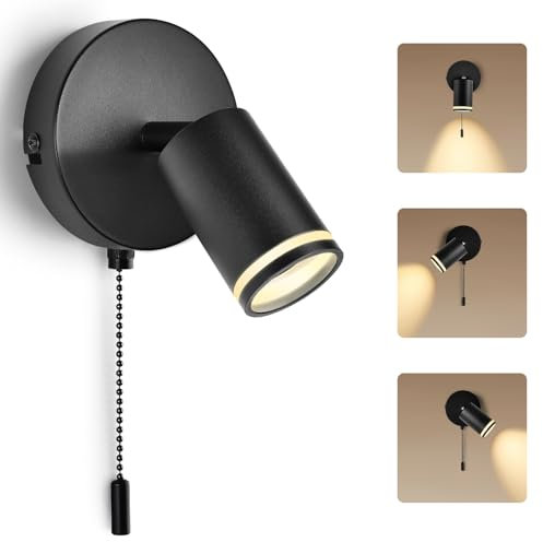 YindaLux Wandlampe mit Schalter Innen - Schwenkbar 350°+90° Wandleuchte mit Schalter - mit GU10 Fassung Max.50W - 230V Schwarz Matt Wandspot für Wohnzimmer Schlafzimmer Ohne Leuchtmittel