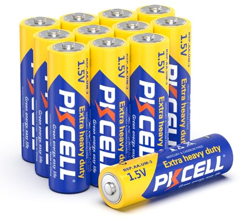 AA zinkkol 1,5 V högpresterande batterier (R6P), 12 stycken – perfekt för leksaker, fjärrkontroller och lampor, PKCELL