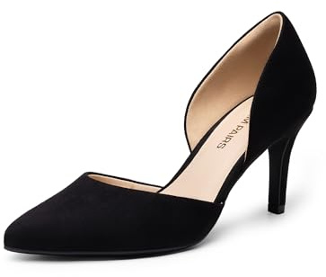 DREAM PAIRS Women's High Heel Closed Toe Dress Shoes Pumps Elegant Stiletto D'Orsay Slip On,Size 7,Black-Suede,DWUMPU2512