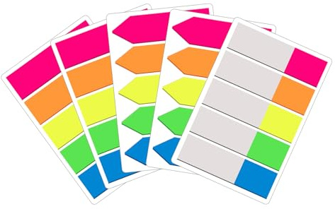 CallysoniC 500 stycken självhäftande remsor, självhäftande, post it små, sidomarkörer genomskinliga, färgglada klistriga anteckningar, självhäftande lappar som indexflikar för böcker och anteckningar