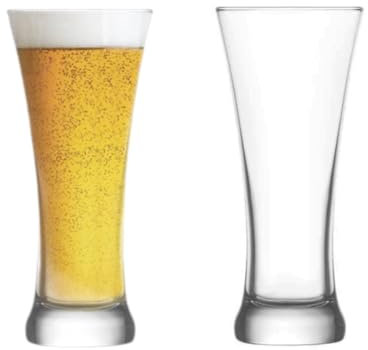 C&S Homestore 2 x 380ml/12.75oz Sorgun Clear Craft Beer Glasses Small Lager Ale Cider Pilsner Drinking Glass Pub