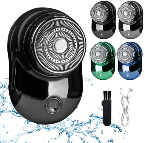 2025 Neu Rasierer Herren Elektrisch, Mini IPX7 Wasserdicht Elektrischer Rasierer Herren, Elektrorasierer Herren 2 in 1 Kabellos Rotationsrasierer für Gesicht Nass und Trockenrasierer (Schwarz)