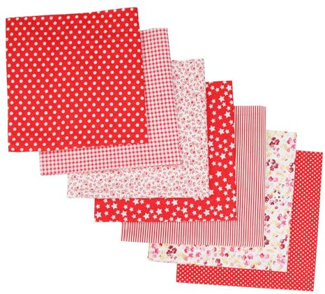 7 Stück Patchwork Stoffe Paket 50x50cm Baumwollstoff Stoffe Zum Nähen Vielfältige Mustern Quadrate Baumwolltuch Für Hosen Diy Nähen Kleidung Zubehör Handgemacht Stoffpaket Rot