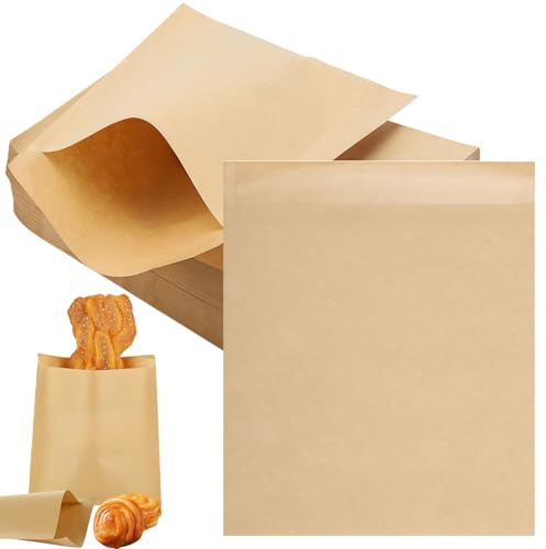 100Pcs Strung Kraft Paper Bags 8.5x8.5inch,Brown Paper Bag Food Carrier Bags for Vegetables,Bread,Gifts,Groceries,Sandwiches,Popcorn Bag 22 * 22cm Paper Recyclable Brown