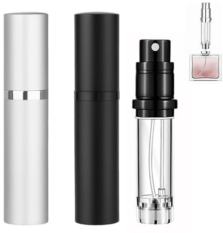 LNSYSNS 2 Piezas Perfumero Recargable 5 ml, Mini Atomizador Perfume, Pulverizador Perfume Viaje es Fácil de Transportar, para Viajes, de Aluminio, Ligero y Resistente