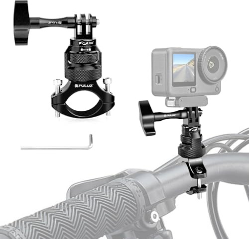 PULUZ Support de montage en métal pour guidon de moto 360°, accessoires pour GoPro Hero 13 12 11 10 9 8 7 6 5, support de fixation rotatif pour vélo de moto pour Insta360/DJI et autres caméras