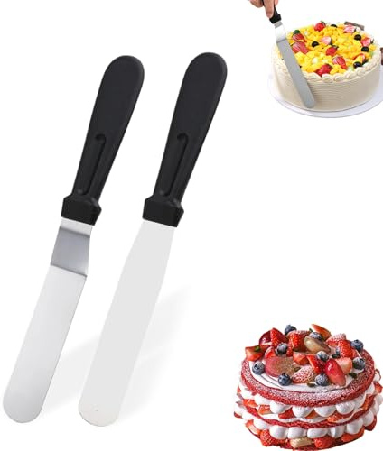 Lot de 2 spatules à glaçage, spatule décalée coudée de 15,2 cm, couteau à palette en acier inoxydable pour décoration de gâteaux, lissage, glaçage et pâtisseries