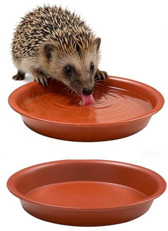 MAJOYLIFE Hedgehog Food And Water Bowls, Hedgehog Bowl Set of 2, Low-Profile Design for Easy Access,14 cm Wide, 2 cm Deep, Ideal for Outdoor Wildlife Gardens (brownish-red)