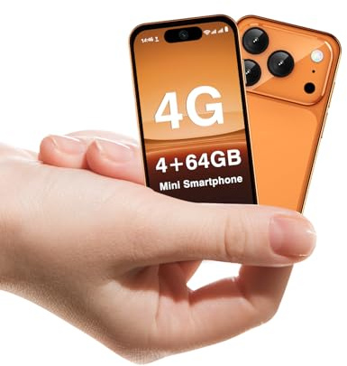 ZOKOE Mini Smartphone, Liberado 4G, Pantalla 3,88 Pulgadas, Android 12, Batería 1950mAh, Teléfono para Niños y Estudiantes, Doble SIM, Reconocimiento Facial (Naranja, 4G)