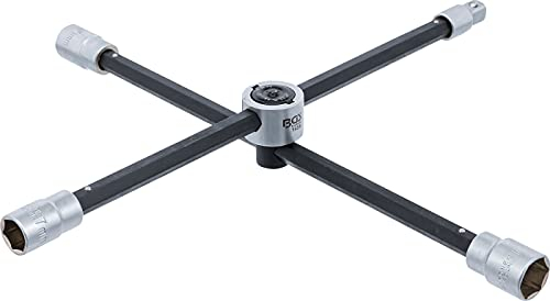 BGS 1456 | Rad-Kreuzschlüssel mit Gelenk | für Pkw | Vierkant | SW 17 x 19 x 21 x 12,5 mm (1/2) | für Radmuttern | faltbar | klappbar