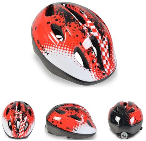 Byox Kinder Schutzhelm Y03 Größe S 48-54 cm einstellbar LED-Beleuchtung 8 Löcher rot