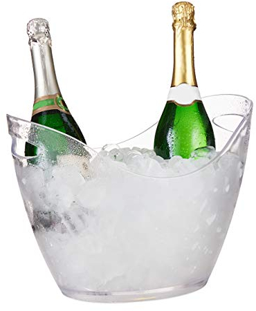 Relaxdays Secchio per il Ghiaccio, Cestello 6l, Portaghiaccio per Birra, Vino, Champagne, 25,5x34,5x26 cm, Trasparente