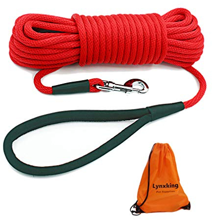 lynxking Hundeleine Schleppleine für Hunde Reflektierend Trainingsleine 4,5m Ausbildungsleine mit Karabinerhaken Nylon Lange Seil für kleine, mittelgroße große Hunde mit Griff