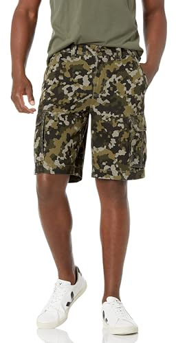 Amazon Essentials Pantaloncini Cargo Vestibilità Classica da 25cm (Disponibili in Taglie Forti) Uomo, Verde Oliva Mimetica, 31W