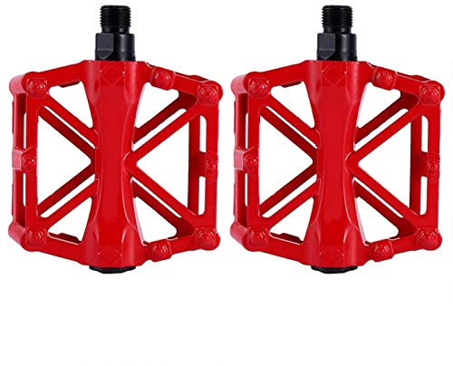 Pedali per bicicletta Boaby - 3 colori vivaci 1 paio di pedali in alluminio durevole Pedale per bicicletta MTB con piattaforma piatta antiscivolo(Rosso)