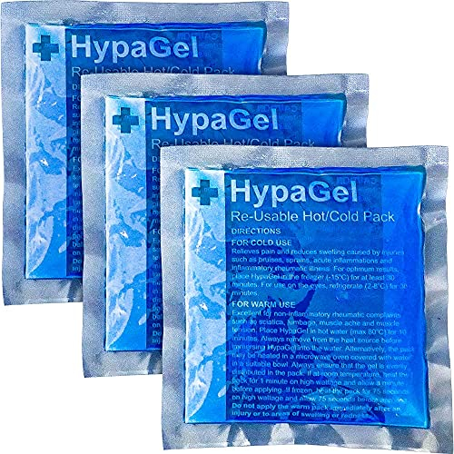 Safety First Aid Group HypaGel Reusable Hot/Cold Gel Pack, Compact Pack of 3 - for Sports First Aid, Muscle Strain and Pain Relief - Microwave and Freezer-safe
