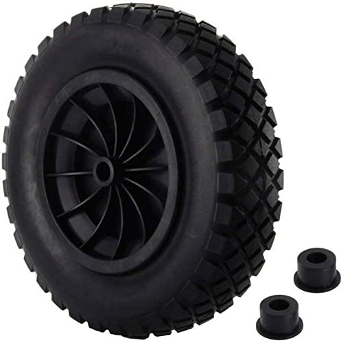Holdfiturn 14 Wheelbarrow Wheel Solid Tyre Puncture Proof Steel Rim Wheel Tyre for Garden Trolley/Barrow/Go Cart/Trailer Truck(Black)