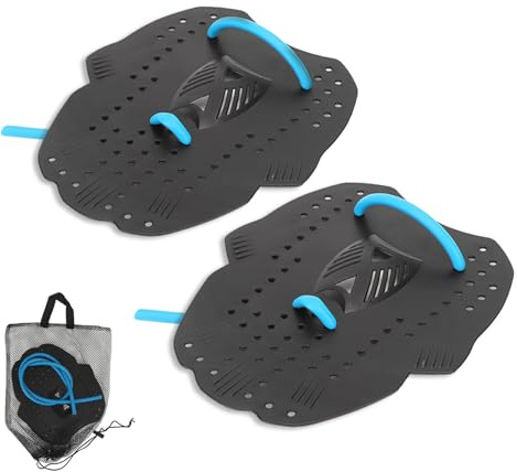 1 paire de pagaies d'entraînement à la natation avec bandes élastiques unisexes pour adultes et enfants pour la natation libre, la brasse, le dos