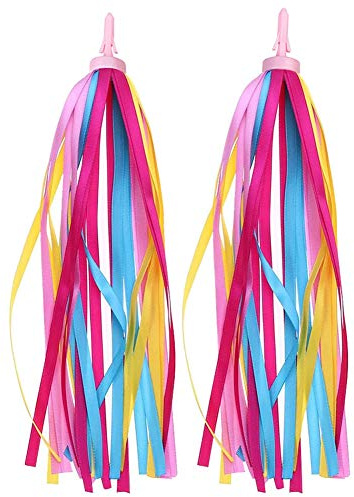 BlingKingdom 1Pair Rainbow Bike Streamers for Girls Boys, 2pcs 10 Colorful Bicycle Handlebar Grips Tassel Ribbons