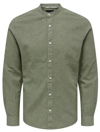 Only & Sons ONSCAIDEN Solid - Camicia da Uomo per Il Tempo Libero - Slim Fit XS S M L XL XXL, Palude, XL