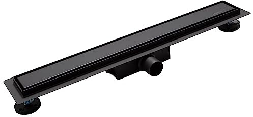 BALNEO Canalina per Doccia, Canaletta di Scarico 80 Nera, Bassa 52mm, Set Completo con Filtro Grande, Scarico per Doccia su Entrambi i Lati con Pannello o Sotto Piastra, Duplex Next 2in1