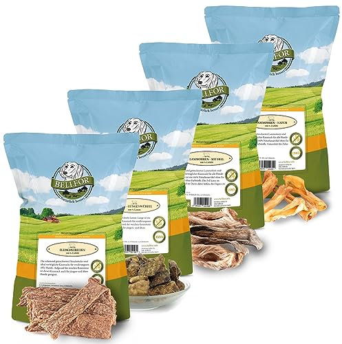 Bellfor Natürlich Kausnacks vom Lamm für Hunde 800 g - Hochwertige und bekömmliche Leckerbissen, Hundeleckerli ohne Getreide & ohne Zuckerzusätze