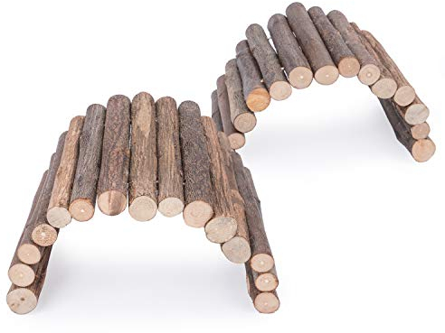 Niteangel Holzleiterbrücke, Hamster Maus Ratte Nagetiere Spielzeug, Kleintierkau-Spielzeug (8.4'' x 3.9'' (2 Packs))