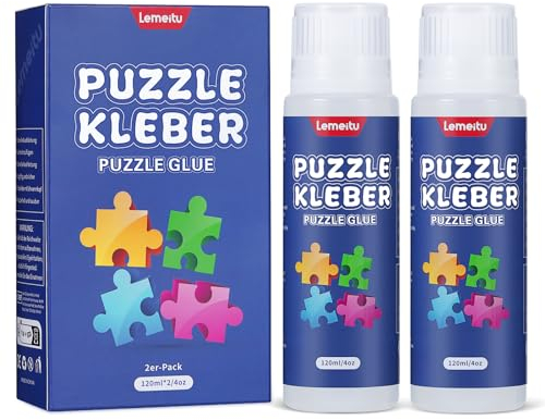 Lemeitu Jigsaw Puzzle Glue for 1000/1500/3000 Pieces Puzzles, Non-Toxic PVA Glue, Adhesive Glue, Quick Dry,120ML,2 Pack