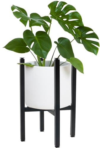 MOUYAT Plant Stand Indoor, Adjustable Metal Plant Stand, Black Flower Pot Holder for 24-36cm Plant Pot Use