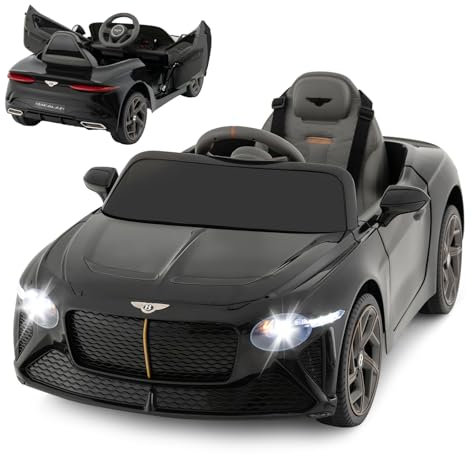 DREAMADE 12V Bentley Voiture Électrique pour Enfant 3+ Ans avec Télécommande, Démarrage Lent, Lumières LED, Véhicule Électrique avec Musique, Klaxon, Vitesse Réglable 3-5 KM/H (Noir)